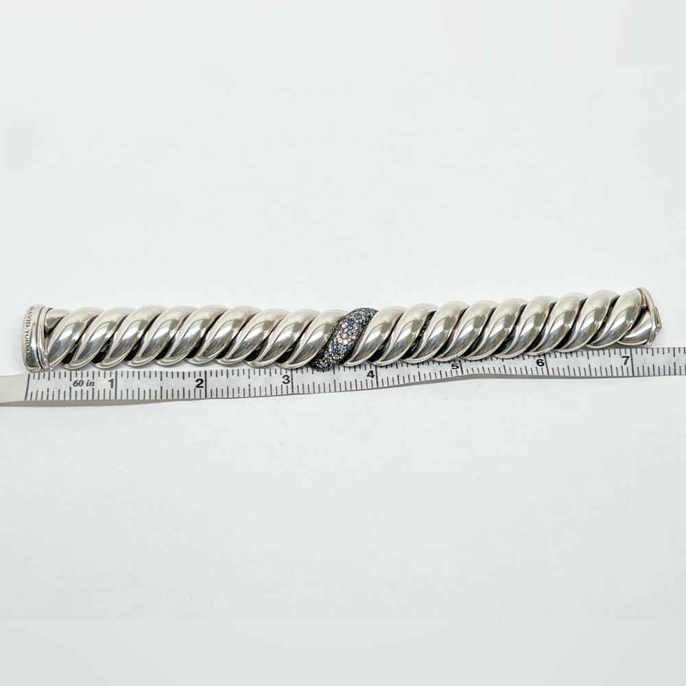 David Yurman Sculpted Hampton Cable Bracelet w/Diamonds, Sapphires & Tanzanites - Picture 10 of 10